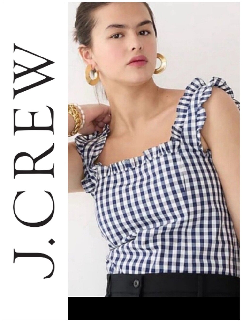 Ruffle Gingham Poplin Top